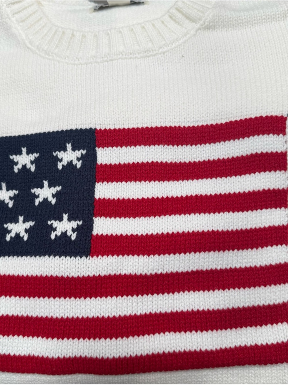 New w/ tags!Mighty Fine Red, White & Navy Knit Flag Sweater - Picture 4 of 5